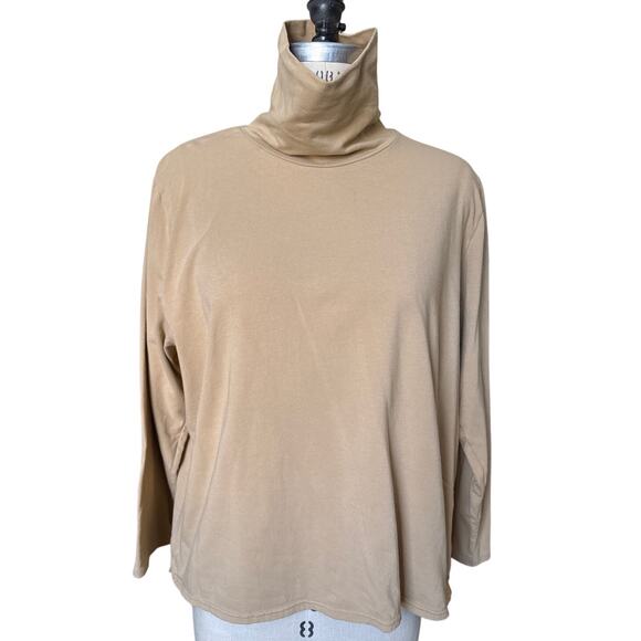 Tradlands Monty Tan Boxy Turtleneck Shirt Size 1X - Picture 1 of 5